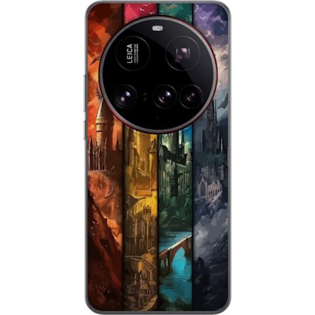 Kompatibel Mobilcover til Xiaomi Xiaomi 15 Ultra Fire magiske slotte i forskellige elementfarver, episk fantasykunst med ild vand luft og mørke i det