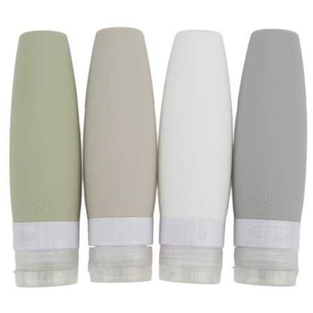 {XJ} 4 st Silikon Reseflaskor Stor Öppning Design Läcksäkra 90ml 4 Färger Klämbara Reseförpackningar Set för Resor