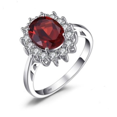 Palace Princess Diana Kate Middleton Klass Ädelsten Födelsesten Safir Halo Förlovningsringar för Kvinnor