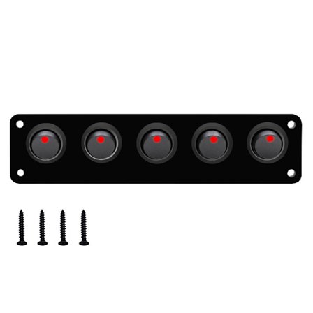 5-paikkainen 3-napainen keinukytkinpaneeli vedenpitävä päälle/pois 12V punainen Toggl