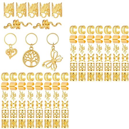 100 stk. metalfletninger hårsmykker hårspænder til fletninger og gør-det-selv hårstyling