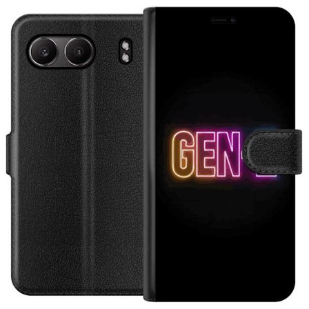 Yhteensopiva Lompakkokotelo OnePlus OnePlus Nord 4 Neontext Gen Z värikkäässä valossa tummaa taustaa vasten modernissa digitaalisessa tyyliissä