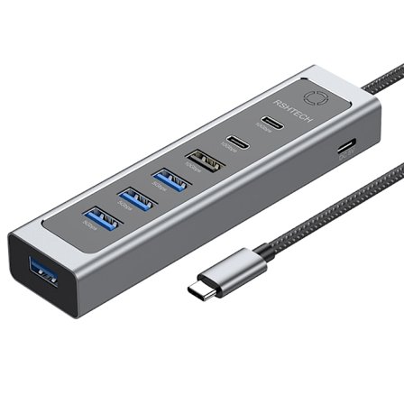 NÖRDIC USB-C Hub 2xUSB-C 10G 1xUSB-A 10G 4xUSB-C 5G 60cm cable