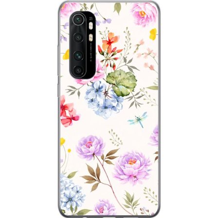 Kompatibel Mobilcover til Xiaomi Xiaomi Mi Note 10 Lite Blomstret mønster med håndmalede blomster, sommerfugle og insekter i romantisk skandinavisk