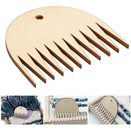 1 kudoksenkampa, 11 hammasta puinen tapettikutomo