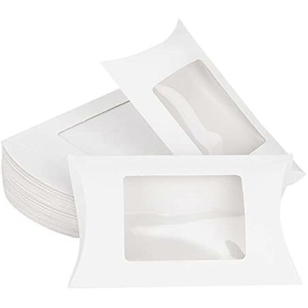 30 st Vita Kraftpapper Kuddeaskar med Klart Fönster Godis Present Pappersask för Bröllopsfest (FMY)