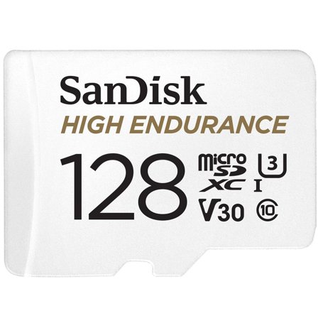 Sandisk High Endurance - Flashminnekort (microSDXC til SD-adapter inkludert) - 128 GB - Video Class V30 / UHS-I U3 / Class10 - microSDXC UHS-I