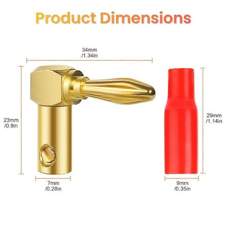 Vinkel Bananplugger 24 stk, 90 Graders Banankontakt for Høyttalerkabel, Veggplate, Hjemmekino