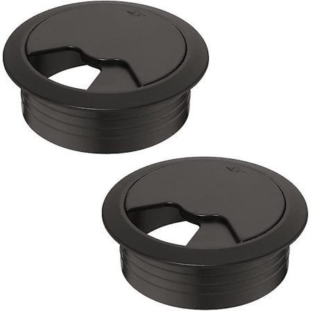 Kabelgennemgang til skrivebord, diameter 70 mm - Sæt af 1, Kabelguide til skrivebord, Plastik, Sort