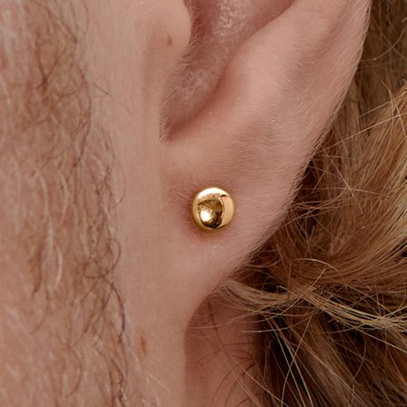 Pendiente de botón de acero dorado - 4 mm para hombres - Pendientes con cierre a presión