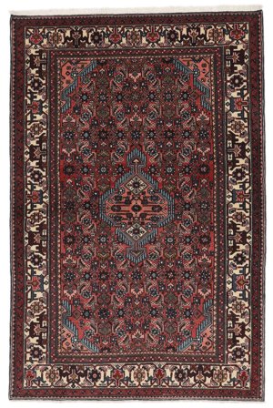 Handgeknüpft Asadabad 128X194 Wollteppich Schwarz/Dunkelrot Klein