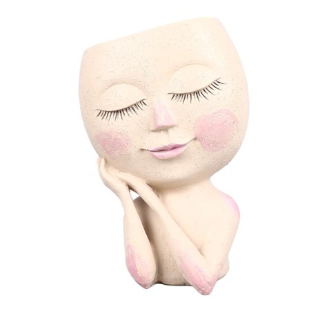 Ansigtspotte Vit Ansigtspotte Harpiks Drænhul Dekoration Vejrbestandige Blomsterpotter til Terrasse