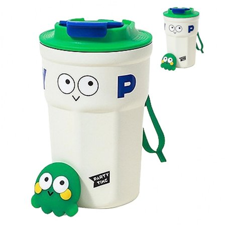 Reisekrus i rustfritt stål med isolert kopp og lokk, søt design for kontoret 400ml