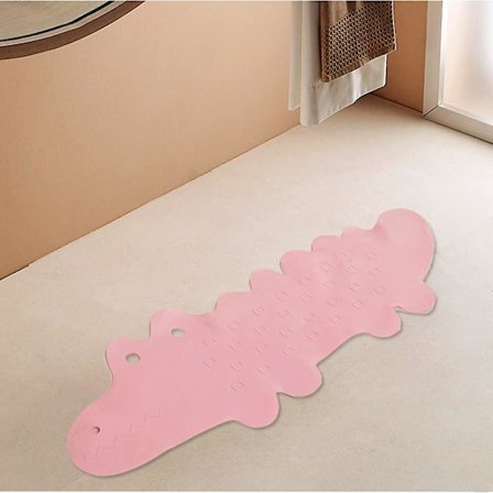 Ukeler Halksikker Bademåtte til Børn Massage Brusemåtte til Piger, 37.4" L X 13.5''w, Pink Krokodille