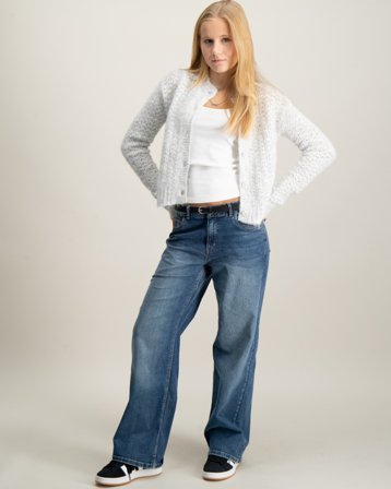 LMTD NLFNELIKE LS SHORT KNIT CARDIGAN Gris Pulls Fille - Kids Brand Store