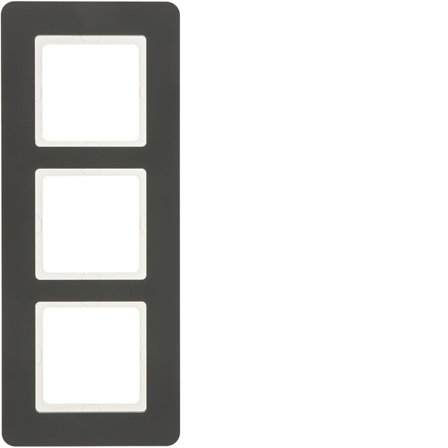 Hager 10136186 Dekkramme 3 rom, Q.7, plast Antrasitt, Strømbrytere & vegguttak