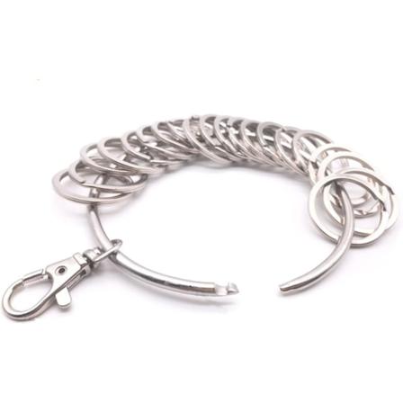 Nøgleringsklips, Metal Stor Split Ring Nøglering Organizer Multi-Ring Nøglekæde Kroge Holder, 88 mm, Sølv