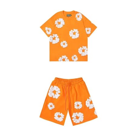 Denim Tears Sommer Herre Shorts Sæt, Hip Hop, Bomuld, Casual, Fitness, Rejse, 2-delt