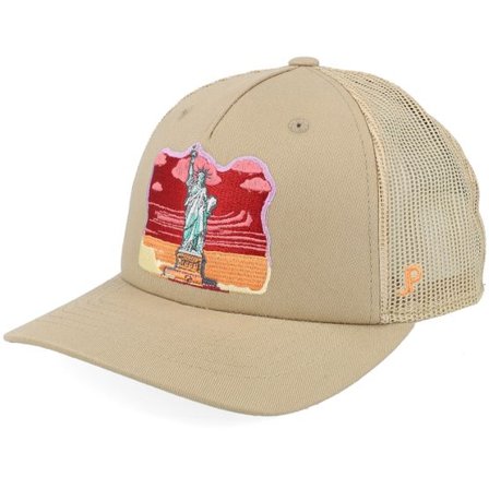 Jim Pilleus - Beige trucker Keps - Statue Of Liberty Sand A-Frame Trucker @ Hatstore