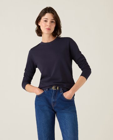 Lexington Langermet bomulls-t-skjorte, marineblå