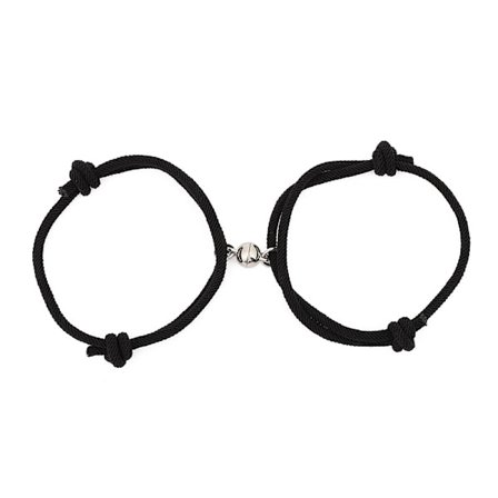 QC Musta-valkoinen sydämenmuotoinen magneettinen solki Milanese-köysi punottu pariskunnan lupaukset rakkaudesta bestie rannekoru säädettävä rannekoru