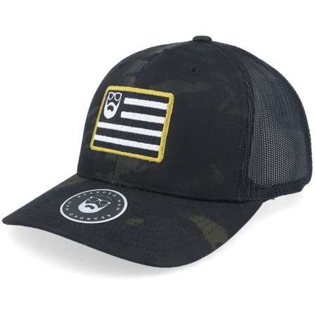 Bearded Man - Camo trucker Keps - Beard Nation Black Camo Trucker @ Hatstore