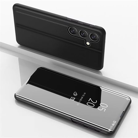 Clear View-etui til Samsung Galaxy S24 FE Cover med flip - Sort
