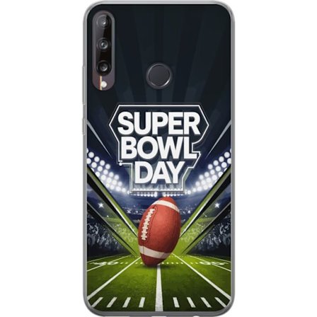 Kompatibel Mobilcover til Huawei P40 lite E Super Bowl Day plakat med amerikansk fodbold på oplyst arena i dramatisk sportsdesign