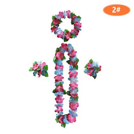 4st set 12 färger hawaiianskt halsband tropiskt Hawaii tyg blomsterkrans festdekor