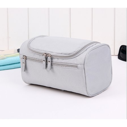 Toalettmappe Grå for menn og kvinner, stor kapasitet, grå grå