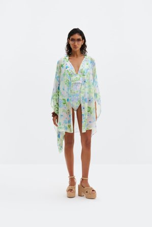 Malina - Ace kaftankleid - M/L - Pastel Floral Pistachio