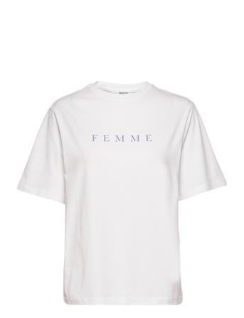 Slfvilja Ss Printed Tee W T-shirts & Tops Short-sleeved Vit Selected Femme