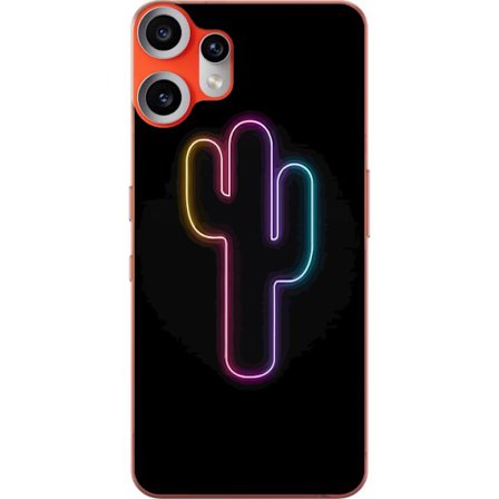 Yhteensopiva Puhelinkuori Nothing Nothing CMF Phone 2 Pro Neonpiirros kaktuksista vaaleanpunaisessa ja sinisessä valossa tummaa taustaa vasten