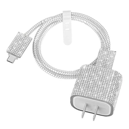 1 SET Laddare Skyddsfodral för iPhone 20W USB C Laddare Glittrande Diamant Laddarskydd för Kvinnor Flickor Glitter Mjuk Laddningskabel Skydd