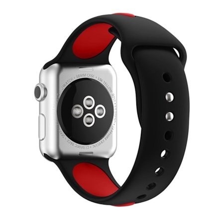 Apple Watch 38mm Silikone rem - Sort/rød