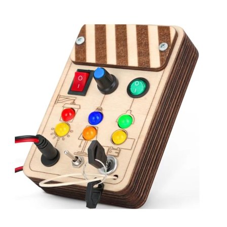 Legetøj til Børn 2 3 År Montessori Busy Board LED Trælegetøj Sansebræt Motoriske Færdigheder Modul Trav