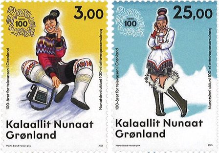 Grønland - Televæsen 100 år - Postfrisk sæt 2v