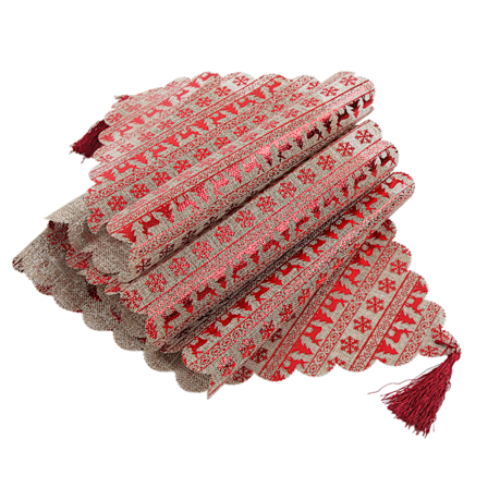 Julebordløper Elegant Vakker Utsøkt Klassisk Mønster Holdbar Bordløper Lin Elg