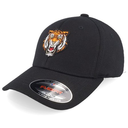 Kiddo Cap - Zwart flexfit Cap - Kids Wild Tiger Black Flexfit @ Hatstore
