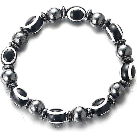 Hematit Evil Eye Skyddsarmband - Stretchig armband för män och kvinnor - Vit/orange/flerfärgad/marinblå/svart - Presentförpackning