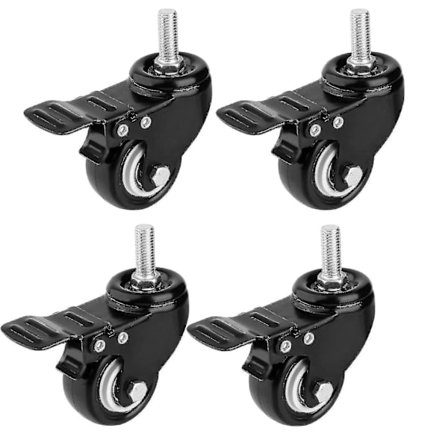 Universell hjul 2 tum med broms, M8 skruv, rackrulle, guld diamant hjul