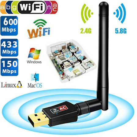 Dual Band Ac600 Mbps 2.4/5ghz Trådlöst Internet Usb Wifi Nätverksadapter Antenn