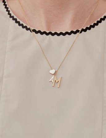 Design Letters Letter For Initial Necklace A-Z (18K Gold-Plated) - Gold - 10 MM