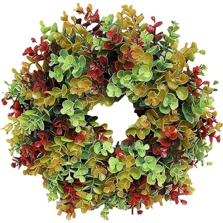 Bue for dører Thanksgiving Simulering Krans Plante Henger Eukalyptus Hjem Dekorasjon Høst Dør Krans Hjem Dekor Lys Opp Krans Jul Utendørs