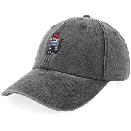 Iconic - Svart unconstructed Keps - French Cat Vintage Washed Black Dad Cap @ Hatstore