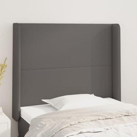 Vidaxl Huvudgavel Med Kanter Grå 103x16x118/128 Cm Konstläder Grå