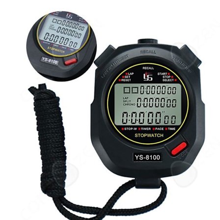 Chronometer 100 minder digital bærbar træningsstopur sports stopur til udendørs sport sort stopur