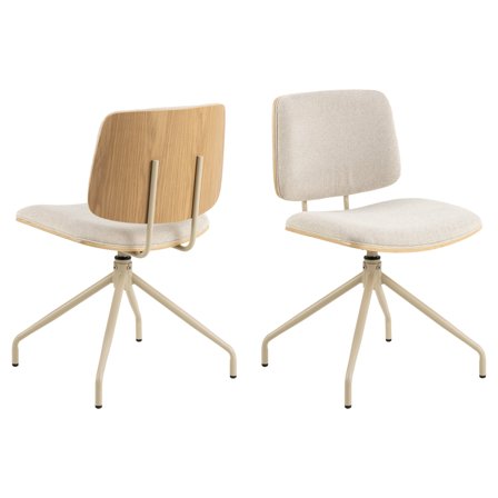 Forma Esstischstuhl, Drehfunktion | Stoff/Eiche in Beige, moderner Skandi-Stil für Esszimmer & Büro, bequemer Polsterstuhl, Höhe 81cm