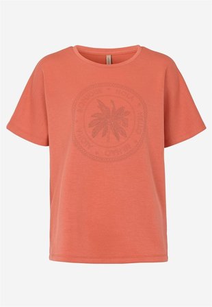 Soyaconcept - Superblød t-shirt med tryk i orange til damer i størrelse L (42) - Cellbes