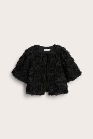 Kappahl | Bluzka z bufiastymi rękawami i wiązaniem | Czarne